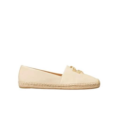 Tory Burch Läder Espadriller Eleonor White, Dam