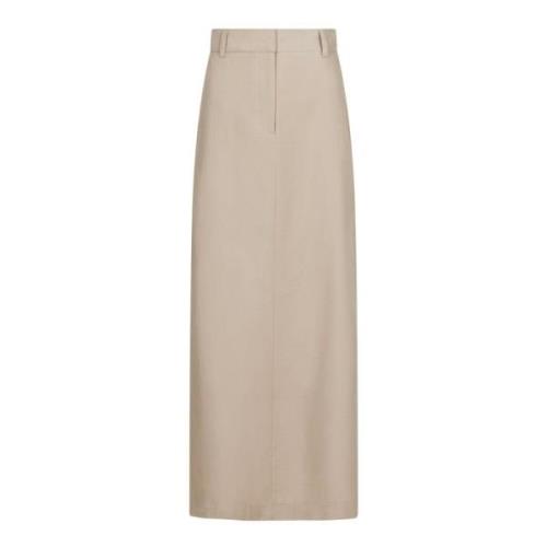 Neo Noir Maxi Kjol med Slits och Dragkedja Beige, Dam