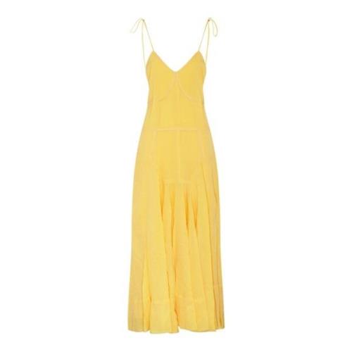 Sportmax Gul Viskos Slip Klänning Yellow, Dam