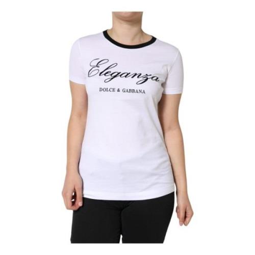 Dolce & Gabbana Eleganza Print Bomull T-shirt Kvinnor White, Dam