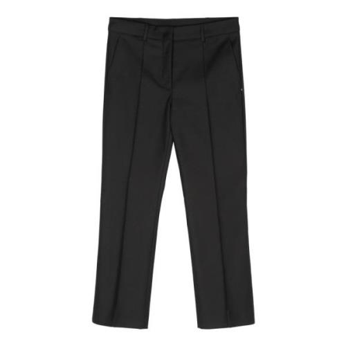 Sportmax Svarta Crop Byxor med Präglad Sömn Black, Dam