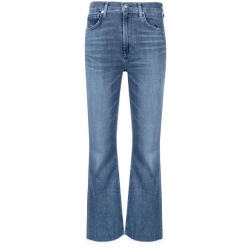 Citizens of Humanity Blå Cropped Jeans med Logo Patch Blue, Dam