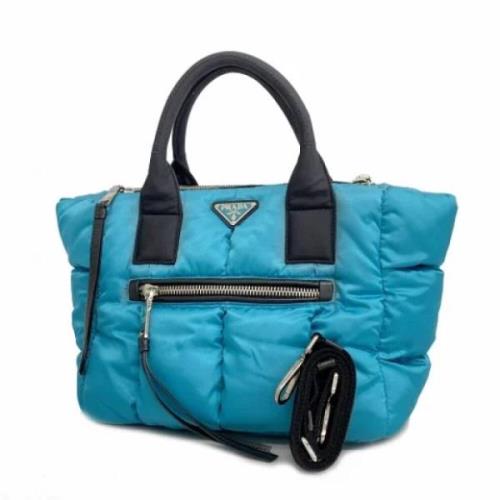 Prada Vintage Pre-owned Nylon axelremsvskor Blue, Dam