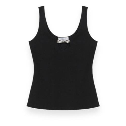 Blumarine Räfflad Tanktop Black, Dam