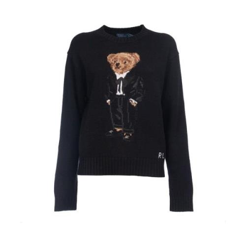 Polo Ralph Lauren Teddy Bear Jacquard Polo Shirt Black, Dam