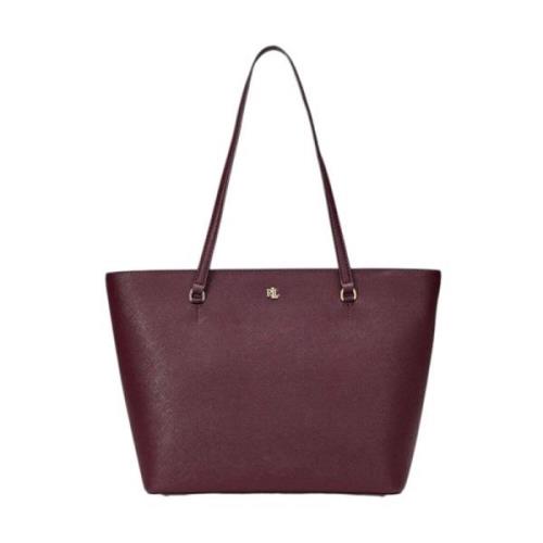 Ralph Lauren Dam Axelväska Karly Shopper i Läder Red, Dam