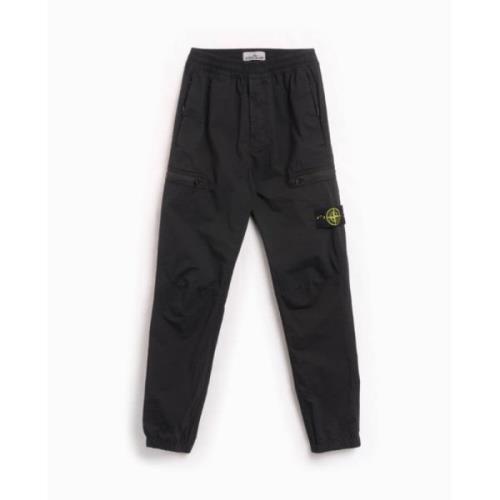 Stone Island Svarta Cargo Joggingbyxor med Fickor Blue, Herr