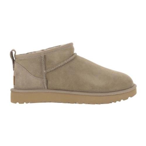 UGG Läder ankelboots med präglad söm Beige, Dam