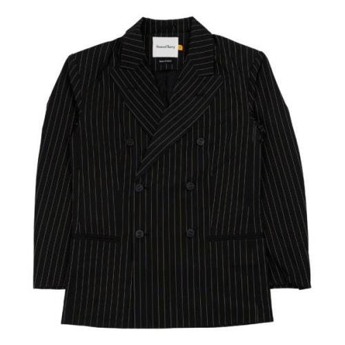 House of Sunny Svart Pinstripad Broderad Dubbelknäppt Blazer Black, Da...