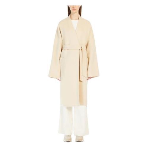 Max Mara Weekend Wrap Coat i ren ull Beige, Dam