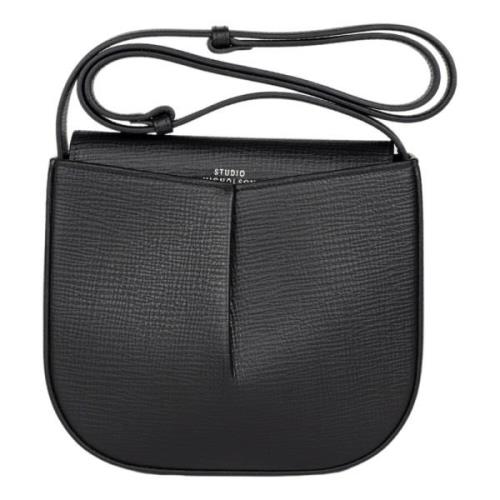 Studio Nicholson Svart Veckad Läder Crossbody-väska Black, Dam