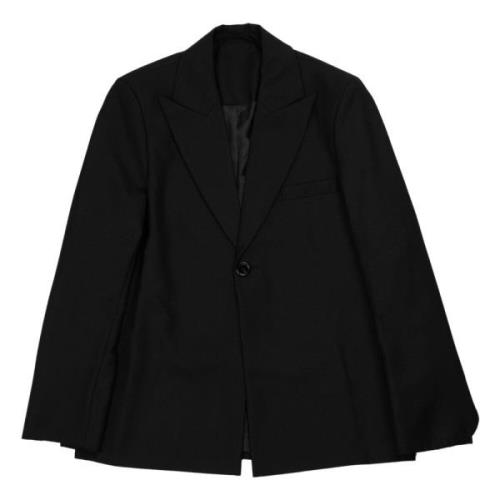 Séfr Svart Ull Blazer Peak Revers Black, Herr