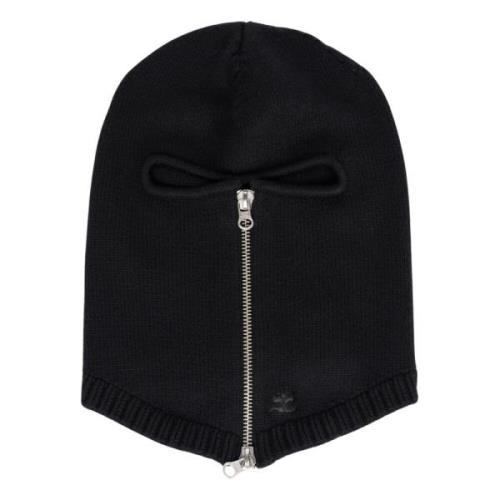 Courrèges Svart ull balaclava med dragkedja Black, Herr