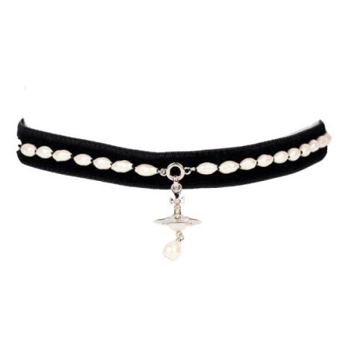 Vivienne Westwood Barockpärla Choker med Kristall Orb Black, Dam