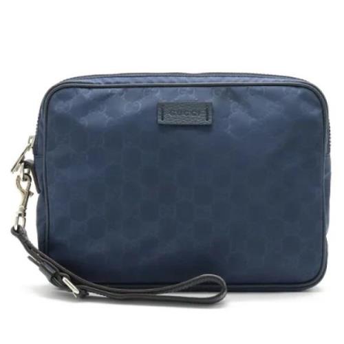 Gucci Vintage Pre-owned Canvas kuvertvskor Blue, Dam