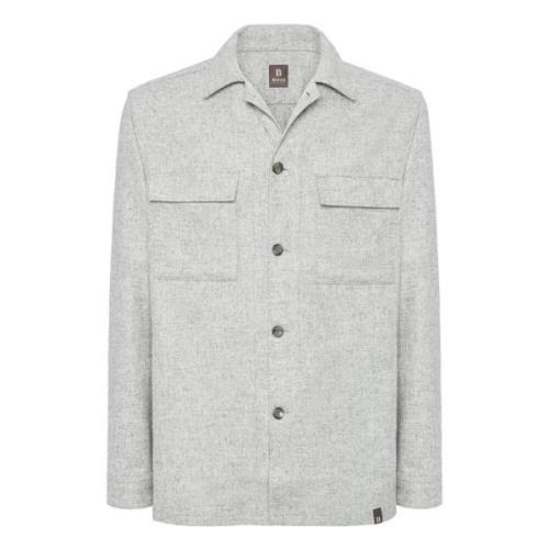 Boggi Milano B Wool and Tencel Camp Overshirt Gray, Herr