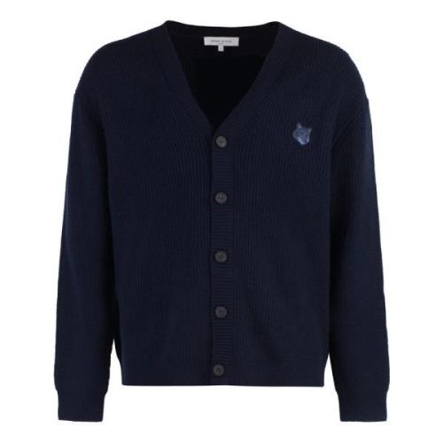 Maison Kitsuné Fox Front Ullblandning Kofta Blue, Herr