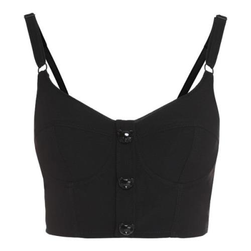 Moschino Knäppt Crop Top Black, Dam