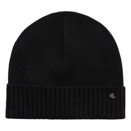 Ralph Lauren Svart Ullblandning Beanie Mössor Black, Dam