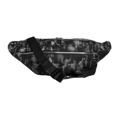 Dolce & Gabbana Leopard Camouflage Fanny Pack med dragkedjefickor Blac...