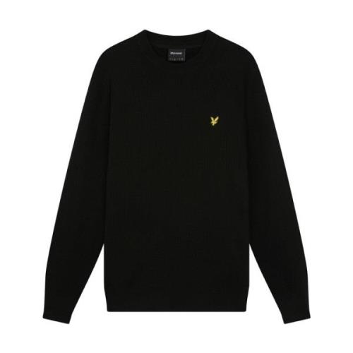 Lyle & Scott Grid Stickad Crew Neck Tröja Black, Herr