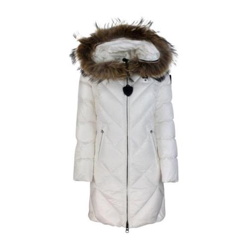 Blauer Vit Huva Päls Trim Nylon Kappa White, Dam