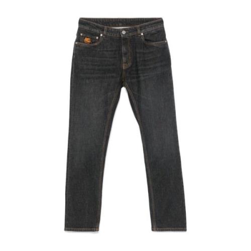 Etro Antracit Bomull Denim Jeans Gray, Herr