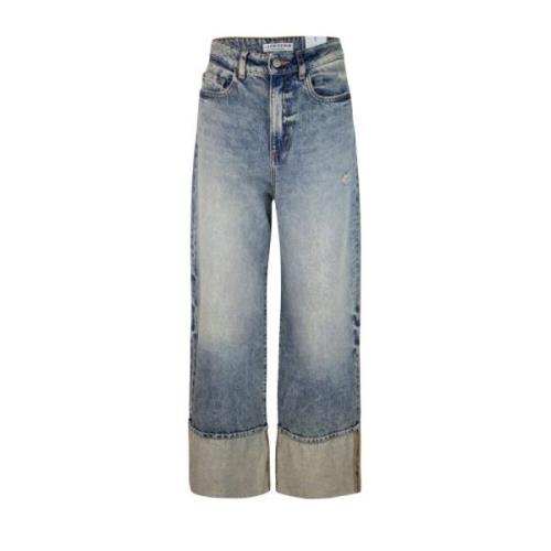 Icon Denim Blå Wide Leg Jeans Funktionella Fickor Blue, Dam