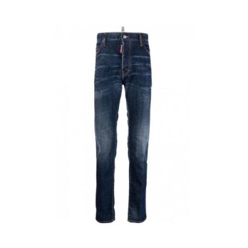 Dsquared2 Cool Guy Slim Jeans Med Sliten Effekt Blue, Herr