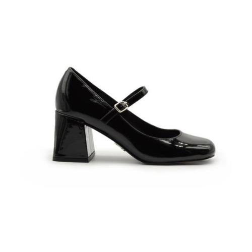 Steve Madden Svart Lack Baby Stil Klackar Black, Dam