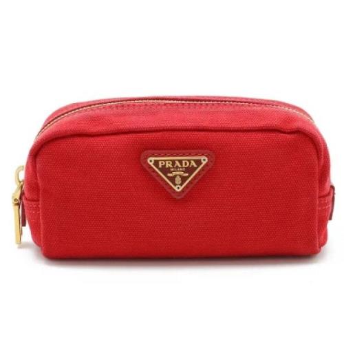 Prada Vintage Pre-owned Canvas handvskor Red, Dam