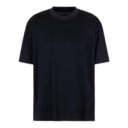 Emporio Armani Blå Lyocell Logo T-shirt Kortärmad Blue, Herr