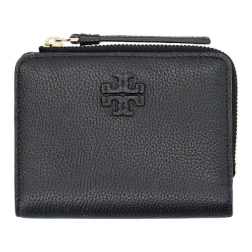 Tory Burch Svart Pebbled Läder Bi-Fold Plånbok Black, Dam