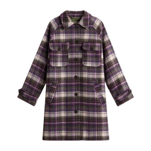 Woolrich Klassisk ullblandningsknappjacka Purple, Dam