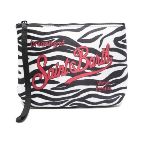 MC2 Saint Barth Zebra Print Clutch Väska i Svart Black, Dam