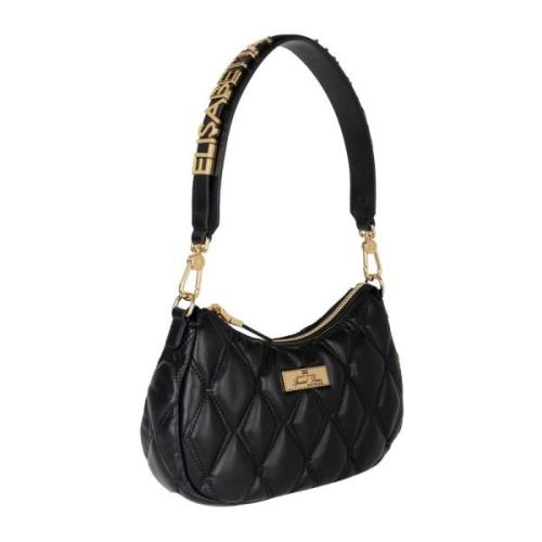 Elisabetta Franchi Präglad tyg Hobo väska Black, Dam