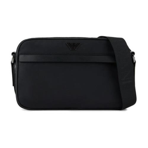 Emporio Armani Svart nylon crossbodyväska med logorem Black, Herr