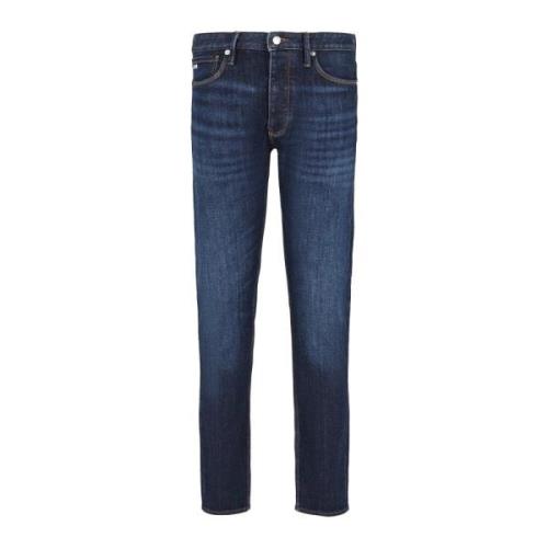 Emporio Armani Slim Fit Dirty Effekt Herr Jeans Blue, Herr