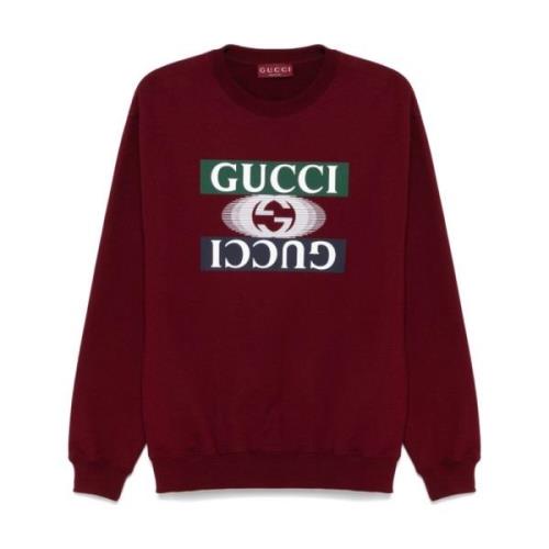 Gucci Bordeaux Tröja med Logotyptryck Red, Herr