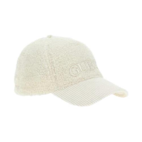 Guess Vit Baseballkeps med Faux Fur Skärm Beige, Dam