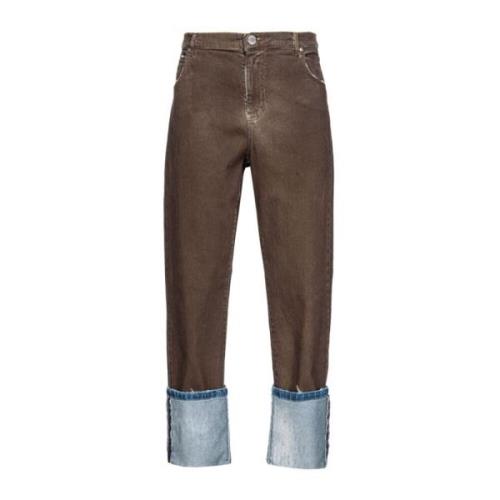 Pinko Brun Bomullsjeans med Manschett Brown, Dam