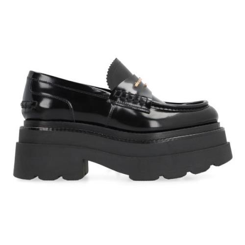 Alexander Wang Läder Loafers Mandel Tå Plattform Black, Dam