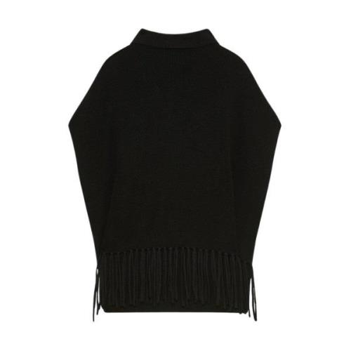 Patrizia Pepe Ekologisk ullponcho Art. 8F0014Km36 Black, Dam