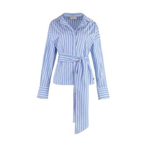 Max Mara Weekend Korsad Skjorta i Ren Bomullspoplin Blue, Dam