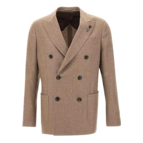 Lardini Kashmir Blazer Prins av Wales Rutig Brown, Herr