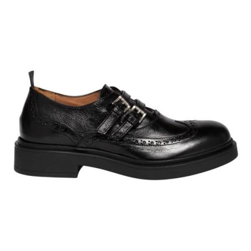 Elia Maurizi Svart Brogue Wingtip Dubbel Monk Strap Black, Dam