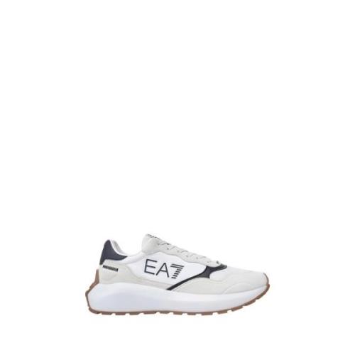 Emporio Armani EA7 Vita Lädersneakers Minimalistisk Stil White, Herr