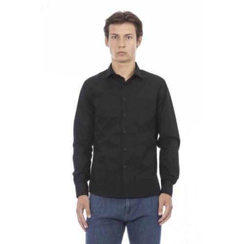 Baldinini Slim Fit Skjorta med Knappstängning Black, Herr