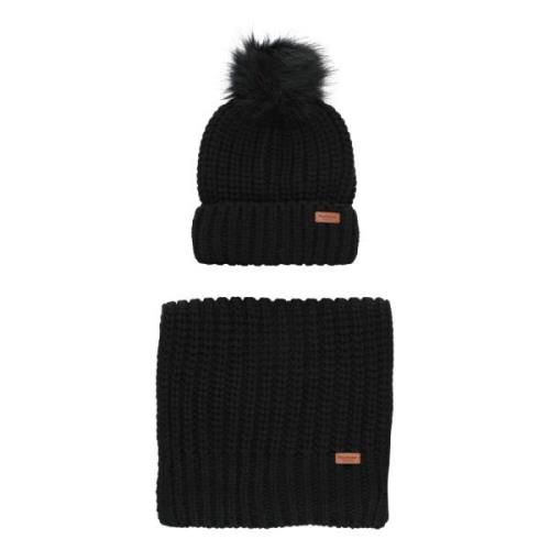 Barbour Svart Stickad Klänningsset med Beanie Mössa och Halsduk Black,...