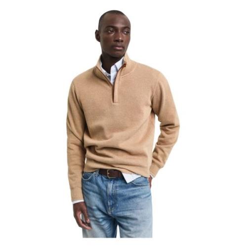 Gant Half-zip Sweatshirt Sacker Rib Beige, Herr